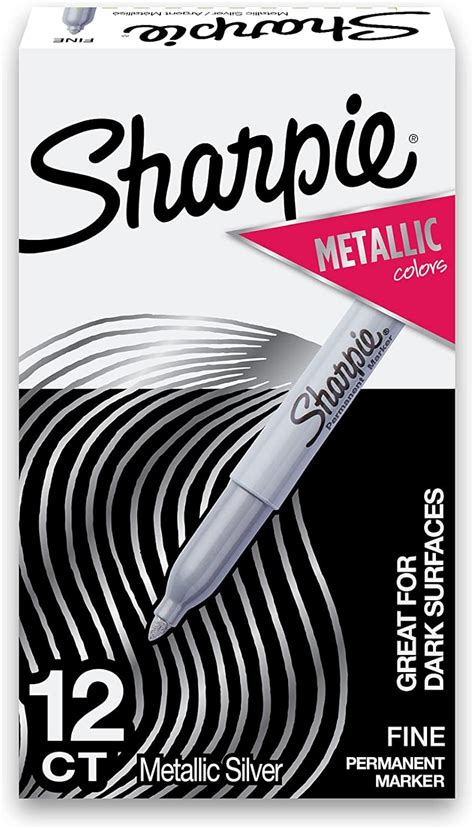 sharpie metallic permanent markers fine point silver box of 12|sharpie ultra fine point silver.